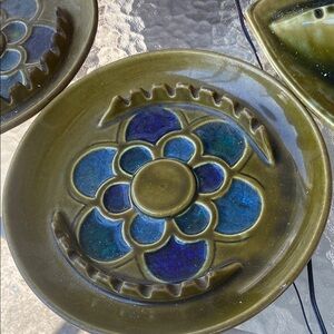 Handcrafted Olive and Blue Ceramic McCoy ashtray